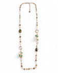 Collana lunga con pietre semidure beige e verdi - Mya Accessories