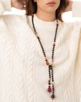 Collana lunga con sfere in vetro nere e multi - Mya Accessories