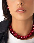 Collana girocollo con sfere tono bordeaux - Mya Accessories