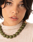 Collana girocollo con sfere di colore verde ed oro - Mya Accessories
