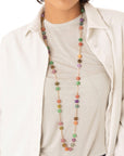 Collana lunga con pietre in vetro multicolore ed inserti in metallo - Mya Accessories