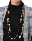 Collana lunga con pietre in acrilico e vetro tono nero - Mya Accessories