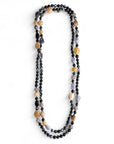 Collana lunga con pietre in acrilico e vetro tono nero - Mya Accessories