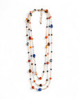 Collana lunga multifilo a catena con pietre in acrilico e vetro multi blu - Mya Accessories