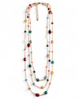 Collana lunga multifilo a catena con pietre in acrilico e vetro multicolore - Mya Accessories