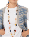 Collana multifilo a catena con pietre in acrilico multi blu - Mya Accessories