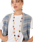 Collana multifilo a catena con pietre in acrilico multi blu - Mya Accessories