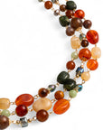 Collana a tre fili con pietre in acrilico e vetro tono arancio/beige - Mya Accessories