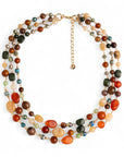 Collana a tre fili con pietre in acrilico e vetro tono arancio/beige - Mya Accessories