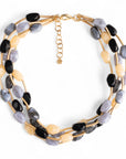 Collana girocollo multifilo con pietre in acrilico multi nero - Mya Accessories