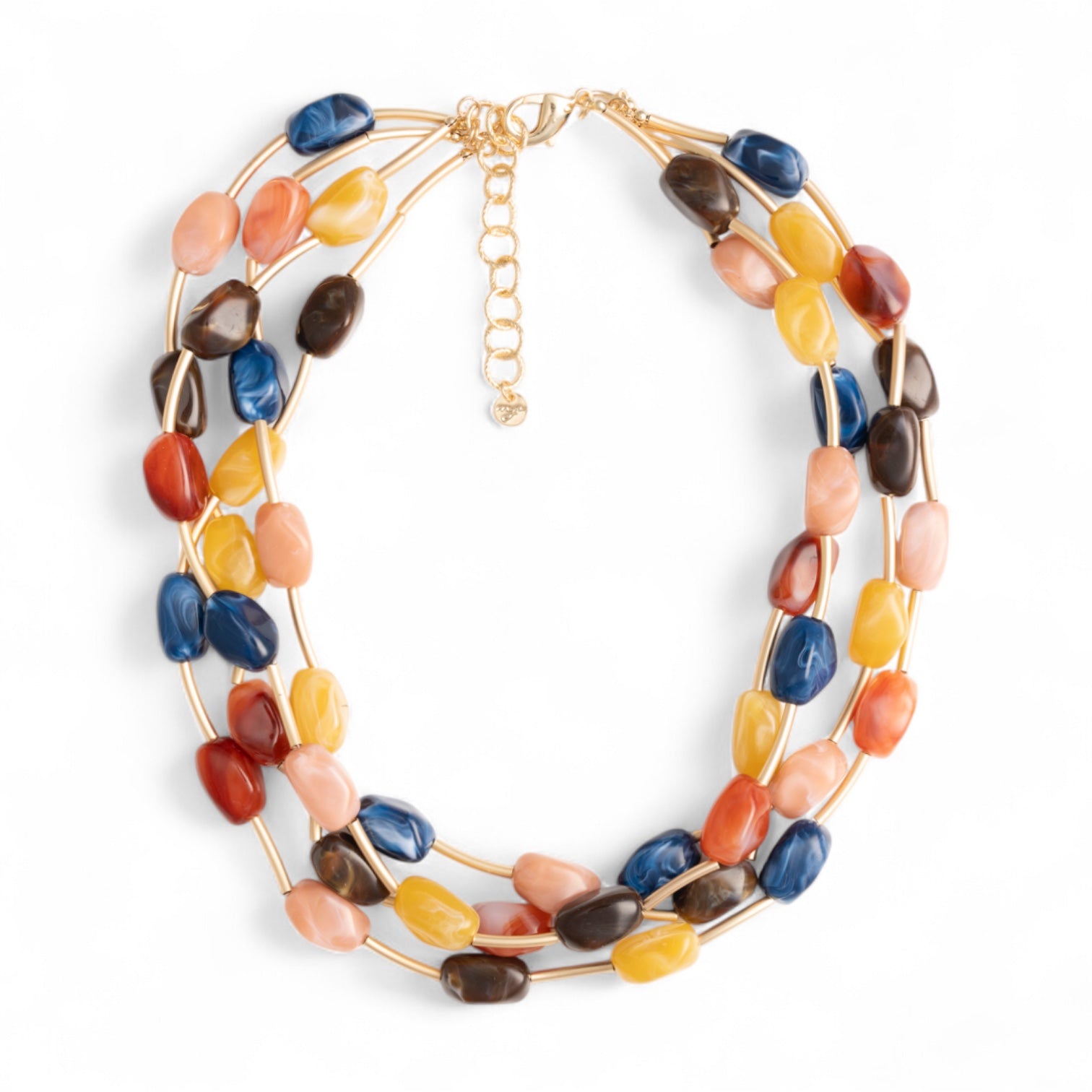 Collana girocollo multifilo con pietre in acrilico multicolore - Mya Accessories