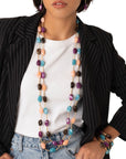 Collana lunga a due fili con pietre in acrilico multi viola - Mya Accessories