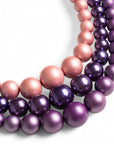 Collana girocollo a tre fili di sfere in acrilico tono viola - Mya Accessories