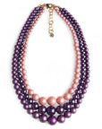 Collana girocollo a tre fili di sfere in acrilico tono viola - Mya Accessories