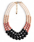 Collana a tre fili con sfere in acrilico nere, rosa e bianche - Mya Accessories