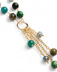 Collana lunga con pietre semidure e vetro tono verde con pendente - Mya Accessories