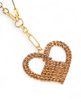 Collana lunga a catena con pendente a forma di cuore strass topazio - Mya Accessories