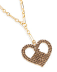 Collana lunga a catena con pendente a forma di cuore strass grigio - Mya Accessories
