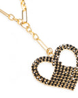 Collana lunga a catena con pendente a forma di cuore strass nero - Mya Accessories