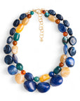 Collana girocollo a due linee con pietre in acrilico tono blu - Mya Accessories