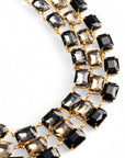 Collana girocollo a tre linee con pietre in vetro sui toni del nero, grigio e topazio - Mya Accessories