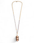 Collana lunga a catena con pendente in vetro beige e lilla - Mya Accessories