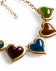 Collana girocollo a catena con cuori in resina multicolore - Mya Accessories
