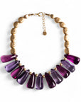 Collana girocollo con pietre in resina trasparente viola - Mya Accessories