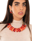 Collana girocollo con pietre in resina trasparente arancio - Mya Accessories