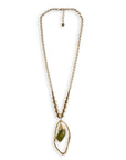 Collana lunga a catena con pendente pietra in resina trasparente verde - Mya Accessories