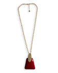 Collana lunga a catena con pendente geometrico in resina rosso - Mya Accessories