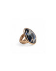 Anello in metallo elastico con pietra in acrilico animalier blu - Mya Accessories