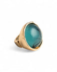 Anello in metallo elastico, con pietra circolare in resina turchese - Mya Accessories