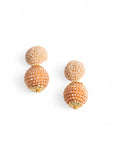 Orecchini pendenti a doppia sfera con microcristalli in vetro tono beige - Mya Accessories