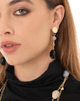 Orecchini pendenti con pietre in acrilico tono nero - Mya Accessories