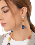 Orecchini pendenti con pietre in acrilico tono blu - Mya Accessories