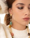Orecchini pendenti con pietre in acrilico tono verde e marrone - Mya Accessories