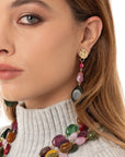 Orecchini pendenti con pietre in vetro ed acrilico multicolore - Mya Accessories