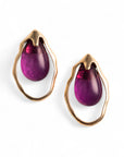 Orecchini in metallo a goccia con pietra in resina viola - Mya Accessories