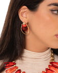 Orecchini in metallo a goccia con pietra in resina arancio - Mya Accessories