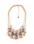 Collana a tre fili con catena sottile, con pietre in vetro multicolore - Mya Accessories