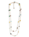 Collana a catena sottile lunga con pietre in vetro multicolore - Mya Accessories