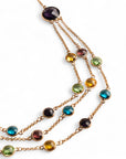 Collana girocollo multifilo a catena sottile con pietre in vetro multicolore - Mya Accessories