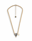 Collana girocollo a due fili con catena sottile e pendente a mongolfiera smaltata bianca e nera - Mya Accessories