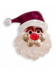 Spilla con base in metallo, design in acrilico del viso di babbo natale - Mya Accessories
