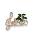 Spilla in metallo con design a forma di nota musicale natalizia con pietre in vetro crystal - Mya Accessories