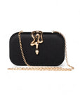 Borsa in tessuto nero con chiusura a serpente in metallo - Mya Accessories