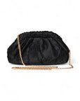 Borsa clutch in tessuto nero in tessuto nero con ricami a rilievo - Mya Accessories