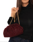 Borsa clutch in tessuto morbido bordeaux - Mya Accessories