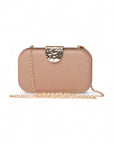 Borsa in tessuto beige rigida, chiusura con placchetta in metallo - Mya Accessories